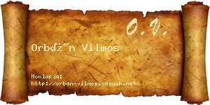 Orbán Vilmos névjegykártya